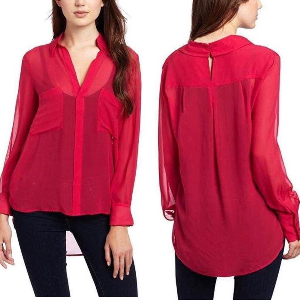 BCBGMaxAzria 100% Silk Tunic Blouse Top Emma Med
